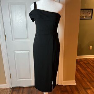 Premier Amour Womens Size 6 Black One Shoulder Mido Cocktail Dress